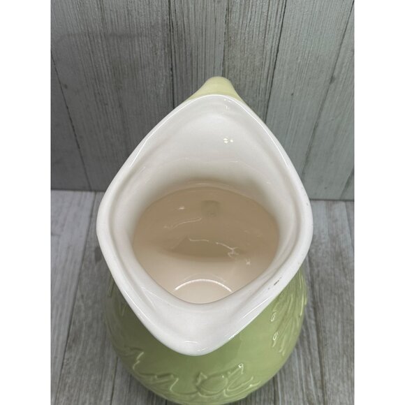 Vtg Hallmark Pitcher Sage Green Oak Leaf Design Ceramic Cottagecore 8.5" Tall - Picture 5 of 11